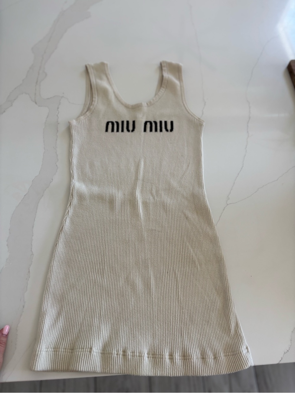 Cream Ribbed Tank Mini Dress